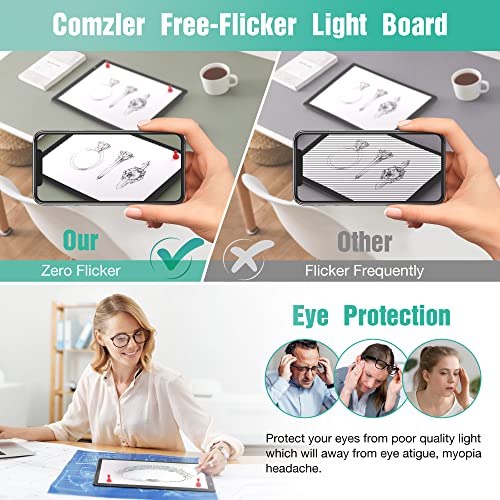 comzler Light Board, A4 Tracing Light Box, Magnetic Light Pad, Light Table for Tracing, LED Light Drawing Board, Sketch Pad LED Light Drawing Pad, Cricut Light Pad, Dimmable Brightness