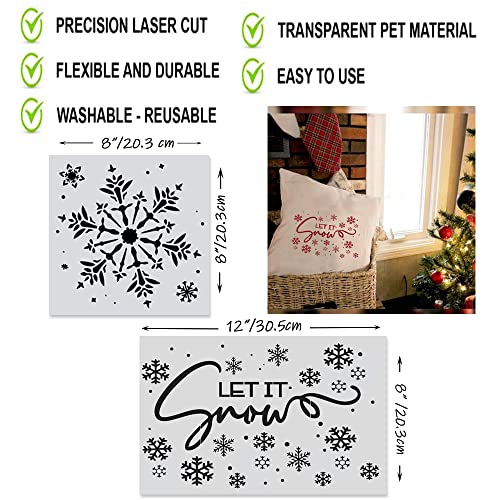 Christmas Snowflake Stencil Set, Snowflake Stencils for Windows, Patterns Stencils for Christmas Window Art, Wall, Furniture, Holiday Snow Flake, DIY Winter Crafts, Templates and Stencils…
