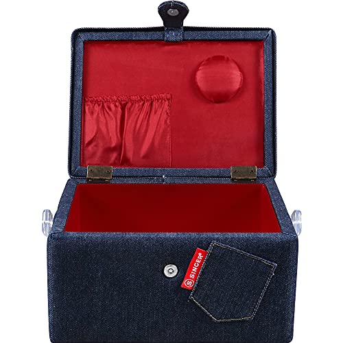 SINGER Large Sewing Basket Denim with Matching Zipper Pouch