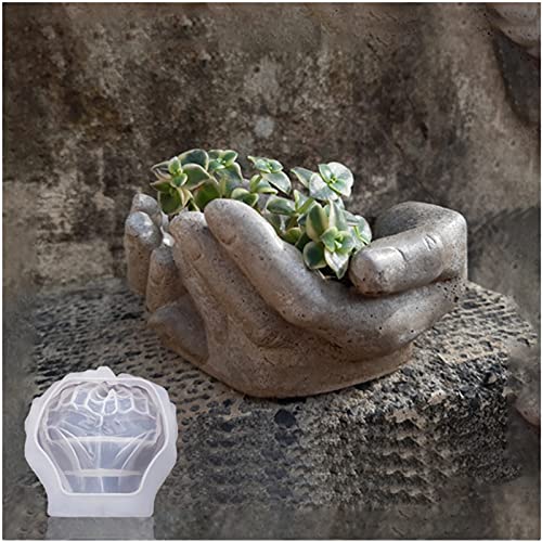 Hand Shaped Flower Pot Cement Silicone Mold, Concrete Clay Succulent Planter Mold Dish Resin Mold Jewelry Storage Mould Epoxy Casting Mold