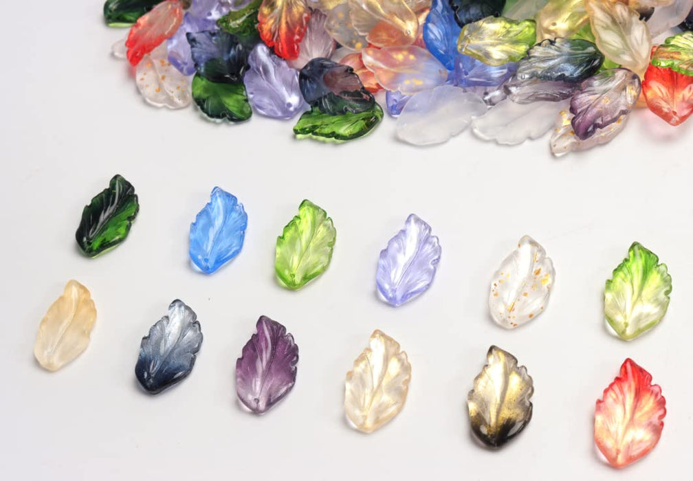 200 Mix of Czech Glass Leaf Beads Leaf Shape Crystal Beads for DIY Earring Necklace Jewelry Crafts Making