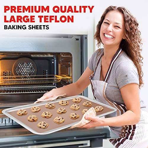 Teflon Sheets for Baking, Large 16" x 20” (3-Pack) - Reusable Teflon Oven Liners, Premium Teflon Baking Sheet & Teflon Mat for Macarons - Heat Resistant Teflon Sheet - Food Safe, BPA & PFOA Free