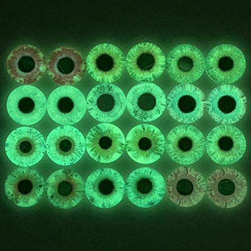 10 Pairs 35mm Glow in the Dark Glass Round Pupil Eyes Round Dome Glass Cabochons Flatback for DIY Craft Clay Eyes, 35mm