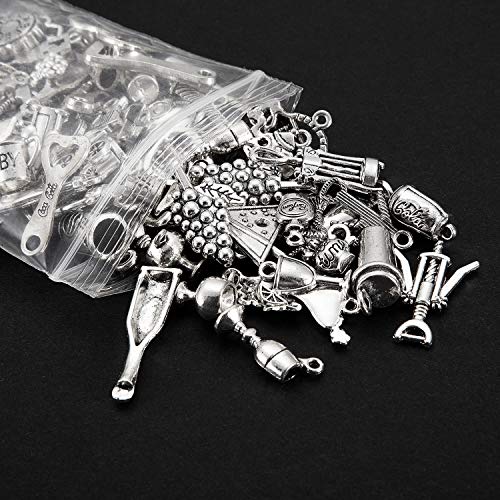 85 Pieces Wine Charms for Jewelry Making Wine Glass Charms Wine Charms for Bracelets Necklace Pendants Wine Themed Charms Craft with a Storage Bag