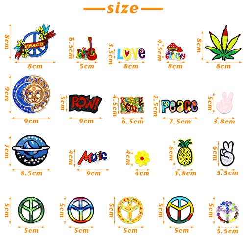 48 Pcs Iron On Patches Vintage Hippie Embroidered Patches Random Assorted Styles Patches Kit Aesthetic Repair Appliques for Sewing DIY Jacket Hat Clothing Backpack Jean 1970s Party (Cute Style)