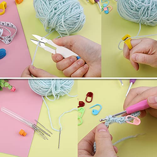 38 Pack Crochet Hooks Set, 13 Pcs 2mm(b)-10mm(n) Ergonomic Soft Grip Crochet Handles, Crochet Needle with Storage Case, Crochet Hooks for Arthritic Hands, Extra Long  Knitting Needles