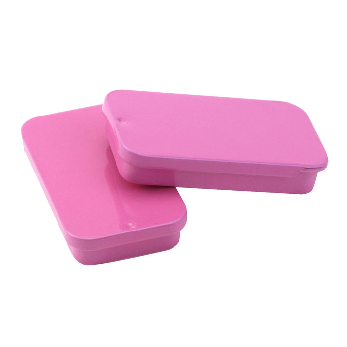 Tighall 8PCS Metal Slide Top Tin Containers Rectangle Tin Box Empty Storage Tins for Lip Balm Candles Crafts Candies Jewelry (2.2"*1.1"*0.4",Pink)