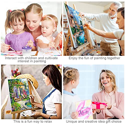 Paint by Numbers for Adults Beginner and Kids,Paint by Number Spring Landscape, Rolled Wrinkle Free Canvas, DIY Oil Painting Kit Cozy House 16" X 16"(Without Frame)