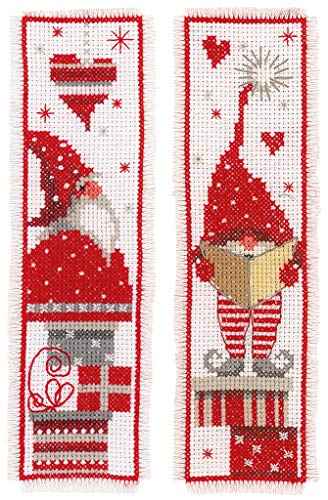 Vervaco Cross Stitch Bookmark Kit (Set of 2) Christmas Gnomes 2.4" x 8"