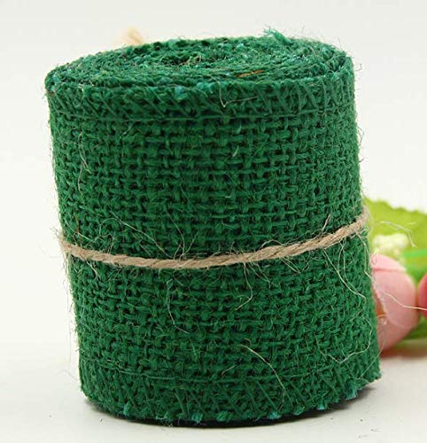 Huachnet Natural Jute Burlap Ribbon Roll Fabric for Wedding Party Home DIY Decoration-Pack of 1 (Chistmas Green)