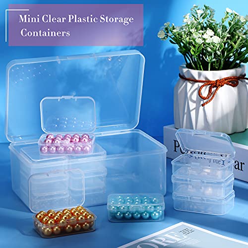 12 Pieces Plastic Clear Storage Box Organizer with snap-tight closure latch Mini small Storage Containers Cases with Hinged Lid Hobby Modular Craft Supply Satchel (2.5 x 1.77 x 0.79 Inch)