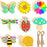 Unfinished Wooden Cutouts Butterfly Wood Slices Flower Unfinished Wood Cutouts Blank Wooden Paint Crafts for Kids Painting, DIY Crafts Home Decoration Craft Project, 8 Styles (40)