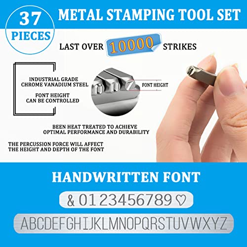 BESTNULE Metal Stamping Kit, Number and Letter Stamp Set (A-Z, 0-9 and"&","Love" Symbol), Industrial Grade Hardened Carbon Steel, Perfect for Imprinting Metal, Wood, Plastic, Leather(3/16", 5MM)