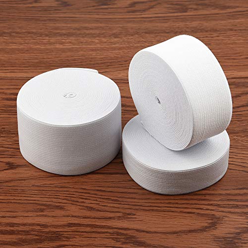 Coopay 3 Rolls Sewing Stretch Elastic Band Spool, 1, 1.5, 2 Inch in Width, 5.5 Yards/Roll (White)