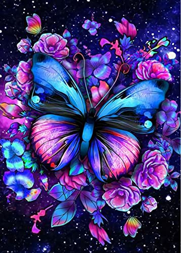 Butterfly Diamond Art Painting Kits for Adults - Full Drill Diamond Dots Paintings for Beginners, Round 5D Paint with Diamonds Pictures Gem Art Painting Kits DIY Adult Crafts Kits 12x16inch
