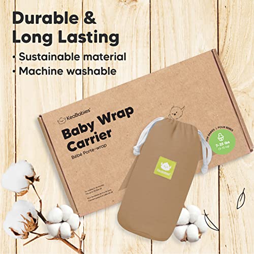 KeaBabies Baby Wrap Carrier - All in 1 Original Breathable Baby Sling, Lightweight,Hands Free Baby Carrier Sling, Baby Carrier Wrap, Baby Carriers for Newborn, Infant, Baby Wraps Carrier (Warm Hearth)