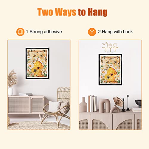 NAIMOER Upgraded 2Pack Diamond Painting Frames, Frames for 30x40cm Diamond Painting Canvas, Magnetic Diamond Art Frame Self-Adhesive, Diamond Painting Frames with Hooks for Wall Window Door (Black)