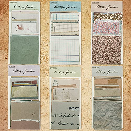 360 Sheets Vintage Scrapbook Paper Supplies DIY Journaling Supplies for Writing Drawing, Aesthetic Retro Decorative Paper for Scrapbooking, Travel Journal, 6 Sets