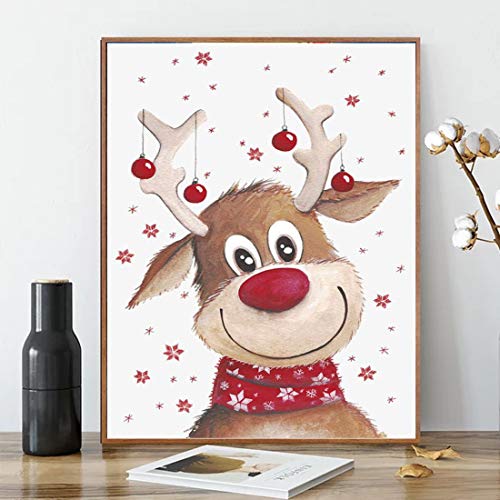 ACENGXI Christmas Paint by Numbers Christmas DIY Paint by Numbers Christmas Deer DIY Canvas Paint by Numbers Santa Claus Acrylic Painting Home Decor Paint by Numbers Reindeer for Adults Kids 16x20In