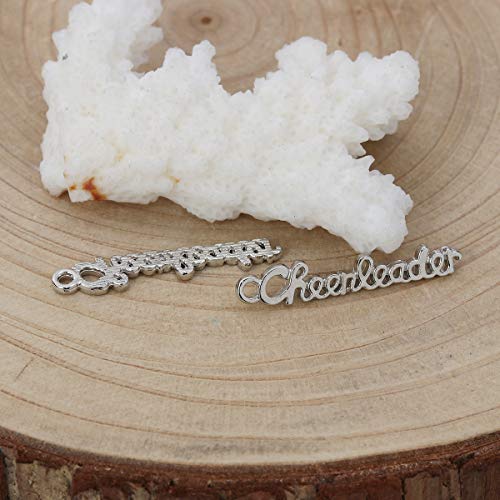 JGFinds Cheer Charms and Pendant - 95 Pieces, "Cheerleader" Charms, 27mm x 5mm (1 1/8" x 1/8"), Silver Tone Charms, DIY Cheerleader Gifts and Jewelry Making Supplies