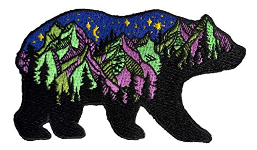 PatchClub Bear and Mountains Adventure Outdoor Patch - 4.7 inches, Colorful Embroidered Cool Iron On/Sew On Patches