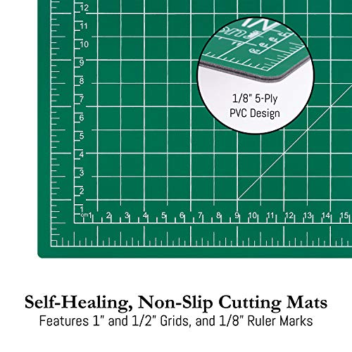 WA Portman Craft Cutting Mat Metal Ruler & Craft Knife Set - 18x24 Inch Self Healing Craft Cutting Mat - Hobby Knife Set - 10 Crafting Knife Blades - 24 Inch Cork-Backed Ruler - Precision Knife Set