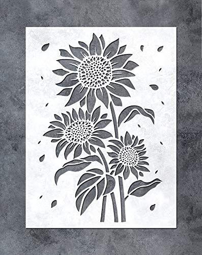 GSS Designs Sunflower Stencil (12x16Inch) - Sun Flower Stencils for Painting on Wood, Canvas, Paper, Fabric, Floor, Wall, Furniture -Reusable DIY Art and Craft Stencils Gift (SL-085)