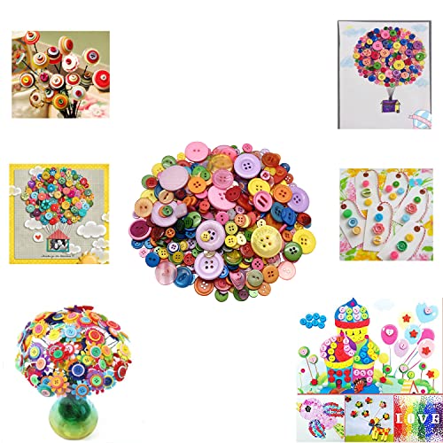 Resin Buttons, Assorted Sizes Craft Buttons for Sewing DIY Crafts,Children's Manual Button Painting, Mixed Colors About 660 Pcs