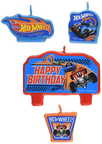 Adorable Hot Wheels Wild Racer Birthday Candle Set - (Pack of 4) - Unique & Expertly-Crafted Design - Ideal for Kids' Parties & Celebratory Events