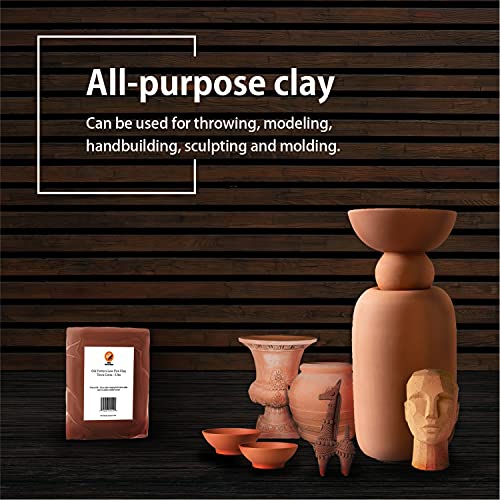 Old Potters Low Fire Pottery Clay (Cones 06 - 02) Art Modeling Clay, Ideal for Wheel Throwing and Hand Building, Pottery Clay for Sculpting, Beginners, and Advanced, 5 lbs Terra Cotta