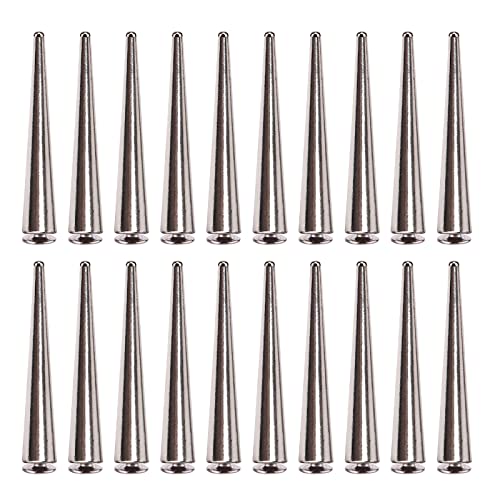 20 Sets 55MM Spikes for Clothing, CAMXTOOL Silver Cone Spikes and Studs, Punk Spike Rivets, Long Metal Spikes for Crafts, Punk Screw Rivet for Clothes Jackets Leather and Shoes (Silver)
