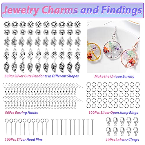 Ring Making Kit, 1718Pcs Jewelry Making Kit with 28 Colors Crystal Gemstone Chip Beads, Ring Sizer Tools, Jewelry Wire, Jewelry Pliers and Other Jewelry Ring Making Supplies