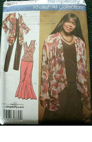 Simplicity Khaliah Ali Collection Pattern 3894 Women's Jacket and Knit Top, Pants and Skirt Sizes 20W-28W