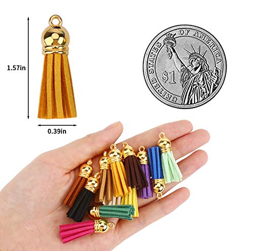 DIYASY Keychain Tassels,100 Pcs Bulk Leather Tassels for Jewelry Making Colored Tassel Pendant for Keychain Accessories Craft and Earrings Bracelets Making 25 Colors