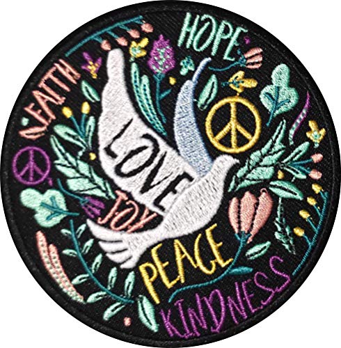 2 pcs Peace Love Patch Colorful Patch - Iron On/Sew On - Cute Applique for Jackets, Jeans, Clothes, Backpacks, Tote Bags