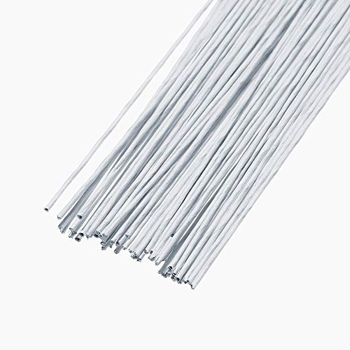 CCINEE 26 Gauge White Floral Wires 16 Inch Stem Wires for Florist Crafts Making 100 Pack