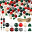 Christmas Wooden Beads 0.63 Inch Craft Buffalo Plaid Bead Farmhouse Colored Wood Beads and 0.47 Inch Christmas Tree Shaped Bead with 6.6 Feet Natural Cord for Christmas DIY Garland Jewelry (201 Pcs)