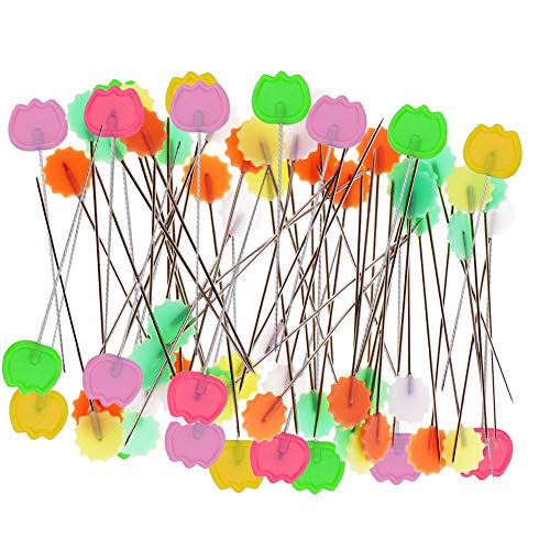 Quilting Pins 200Pcs Flat Head Decorative Sewing Pins/Long Straight Pins/Flower Head Pins/Colored Flat Button Pins with A Clear Cases, Extra Fine for Dressmaking Jewelry Components Flower (B)
