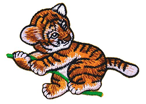 Graphic Dust Cute Little Tiger Iron On Embroidered Patch Applique Lion Animal Cute Love Sweet DIY Jean Jacket Backpack Sign Logo Camping Kids Children