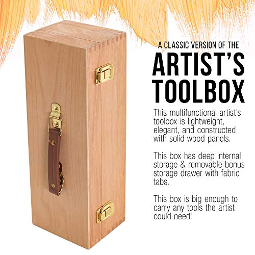 US Art Supply Artist Wood Pastel, Pen, Marker Storage Box with Drawer(s) (Medium Tool Box)