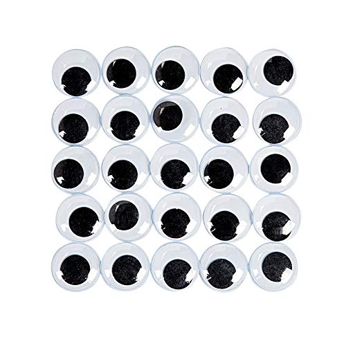Fun Express 100 Super Huge Black Wiggle Googly Eyes - Arts and Craft Supplies Wiggly Eyes, black, white, 25mm