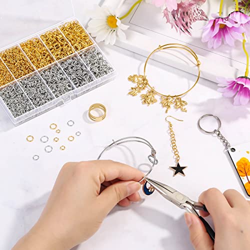 Jump Rings for Jewelry Making, 4600Pcs Silver and Gold Jump Rings with Jump Rings Open/Close Tools for Jewelry Making and Necklace Repair (Assorted Sizes)