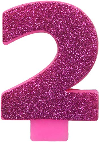 #2 Glitter Birthday Candle | Pink | Party Supply