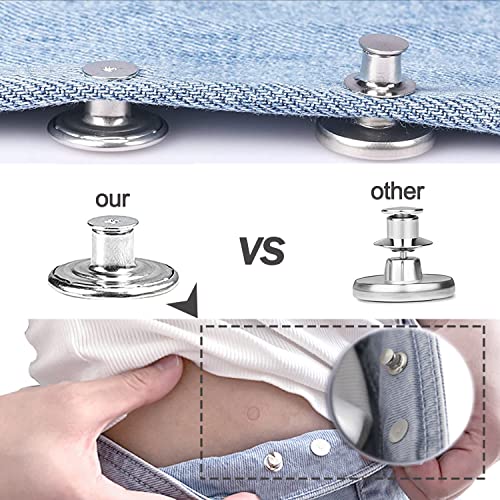 32 Sets Jeans Buttons Replacement, 17 mm and 20mm No-Sew Removable Metal Buttons Replacement Repair Combo Thread Rivets and Screwdrivers in Storage Box, Women and Men's Jeans Clothing Supplies