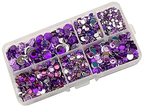Summer-Ray 3mm to 10mm Purple Flat Back Rhinestone Collection in Storage Box