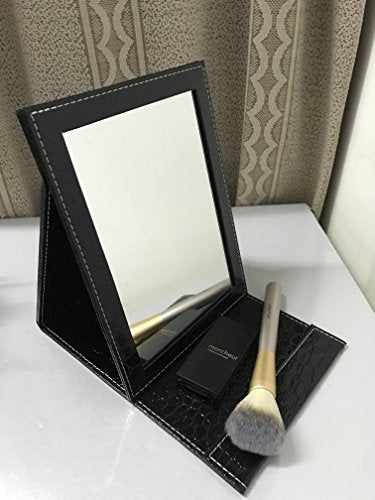 Famiry Portable Folding Vanity Mirror for Bedroom Cosmetic Dresser, Makeup Mirror with Leather Cushioned Cover for Travel