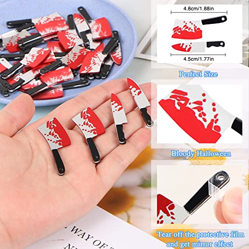 24 Pcs Fake Knife Charms, CCOZN Halloween Pendant Mini Acrylic Knives Beads for Women DIY Jewelry Making Crafting Halloween Charms with Box, 2 Styles