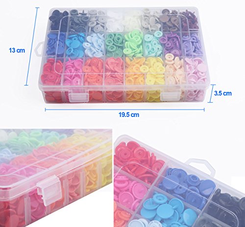 408 Sets Plastic Snap Buttons, No-Sew T5 Snaps with Organizer Storage Case for Bibs Diapers Crafts by ilauke