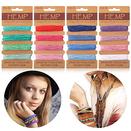 16 Colors Thread Cord for Jewelry Making, Multi-Color Flax String Cord, Natural Twine Cord Rope String for Handmade Bracelets Keychains Craft Making Accessories, 1 mm, 80 Yards in Total (Mixed Color)