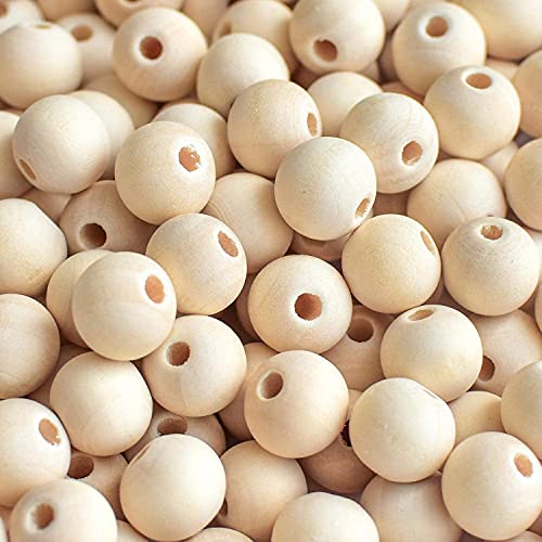 300pcs 20mm Wood Beads Natural Unfinished Round Wooden Loose Beads Wood Spacer Beads for Craft Making Decorations and DIY Crafts